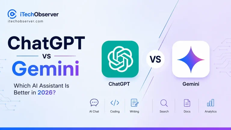 ChatGPT vs Gemini comparison showing AI assistants in 2026